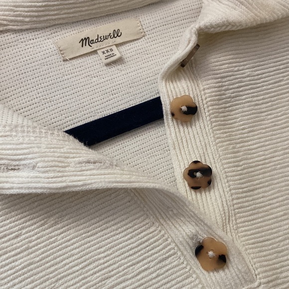 Ottoman Jacquard Polo Top Antique Cream xxs - Picture 4 of 6